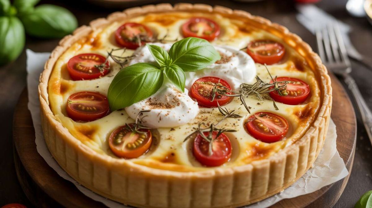 Quiche méditerranéenne aux tomates cerise et basilic