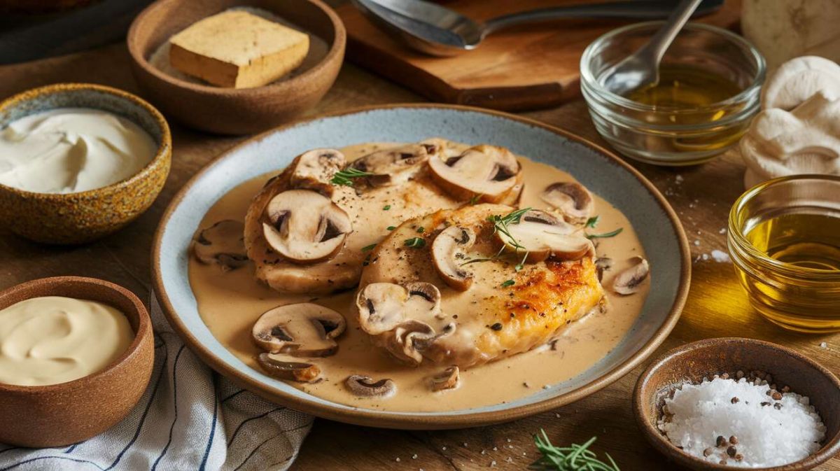 Dégustez des escalopes de poulet à la crème et champignons en un clin d'œil