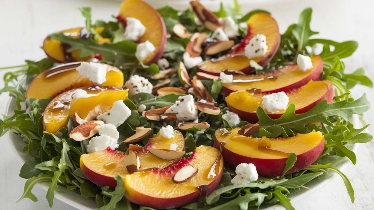 Savourez l'été avec notre salade de pêche, roquette et fromage