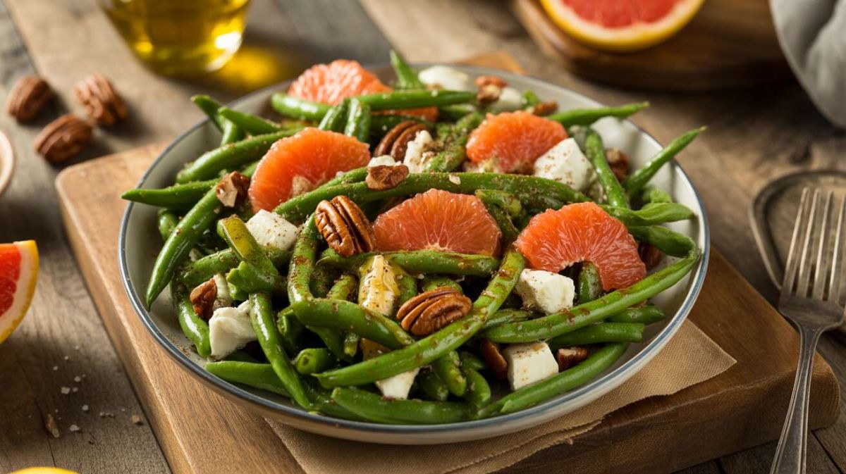 Salade de fromage de brebis, haricots verts et pamplemousse : une explosion de saveurs