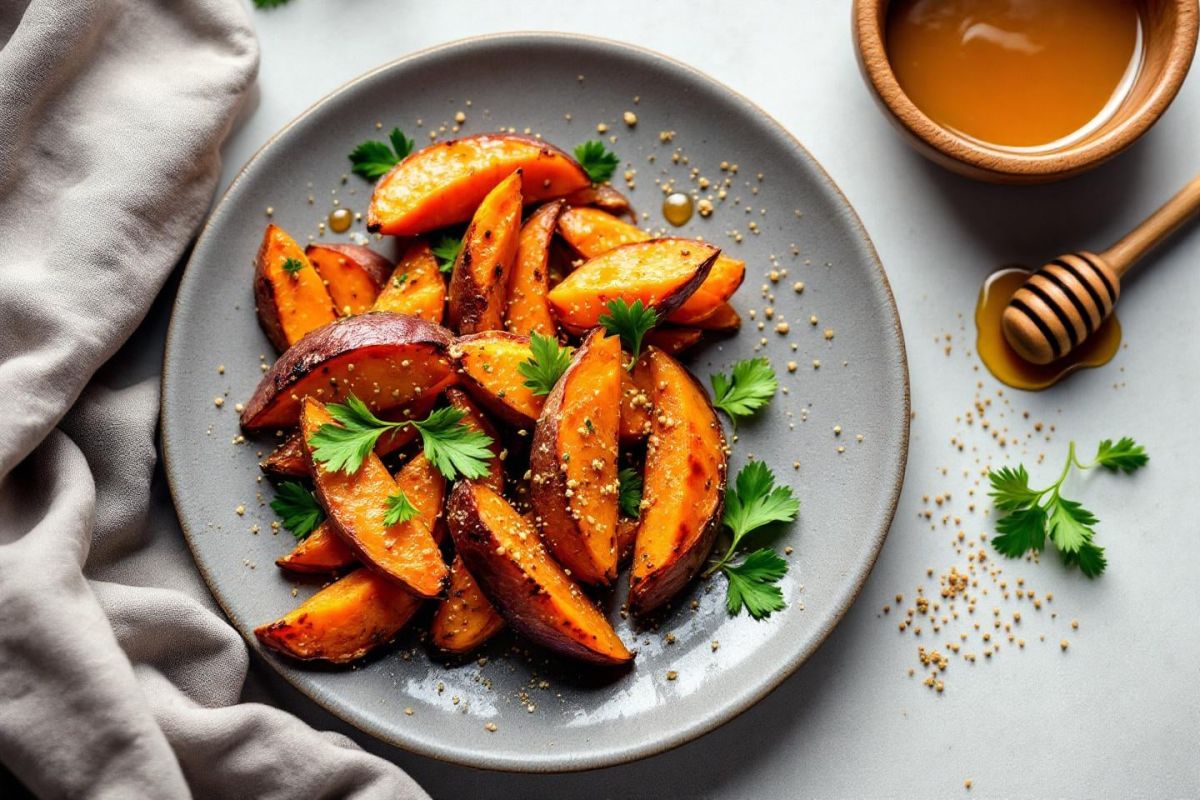 Un voyage culinaire avec la patate douce rôtie au miel et cumin
