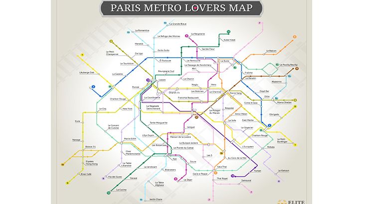 Saint Valentin : un plan de métro des meilleurs restaurants parisiens