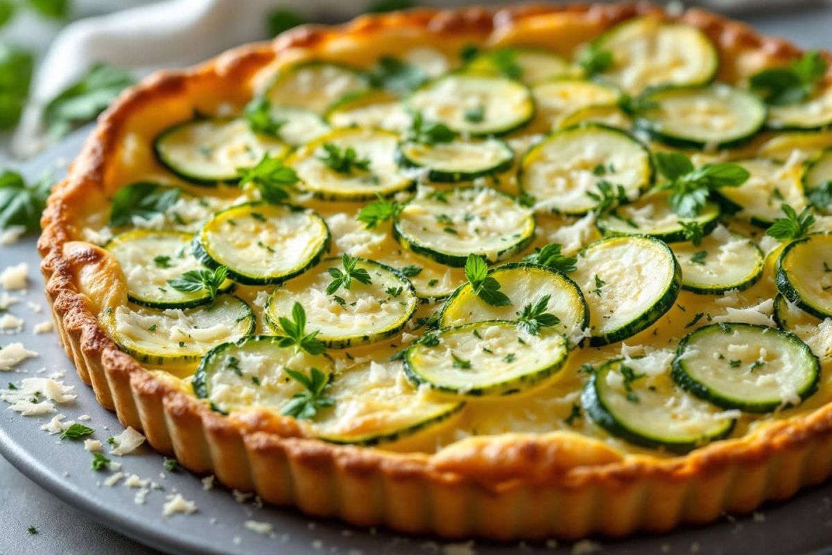 Une tarte fine aux courgettes, parmesan et herbes pour un été savoureux