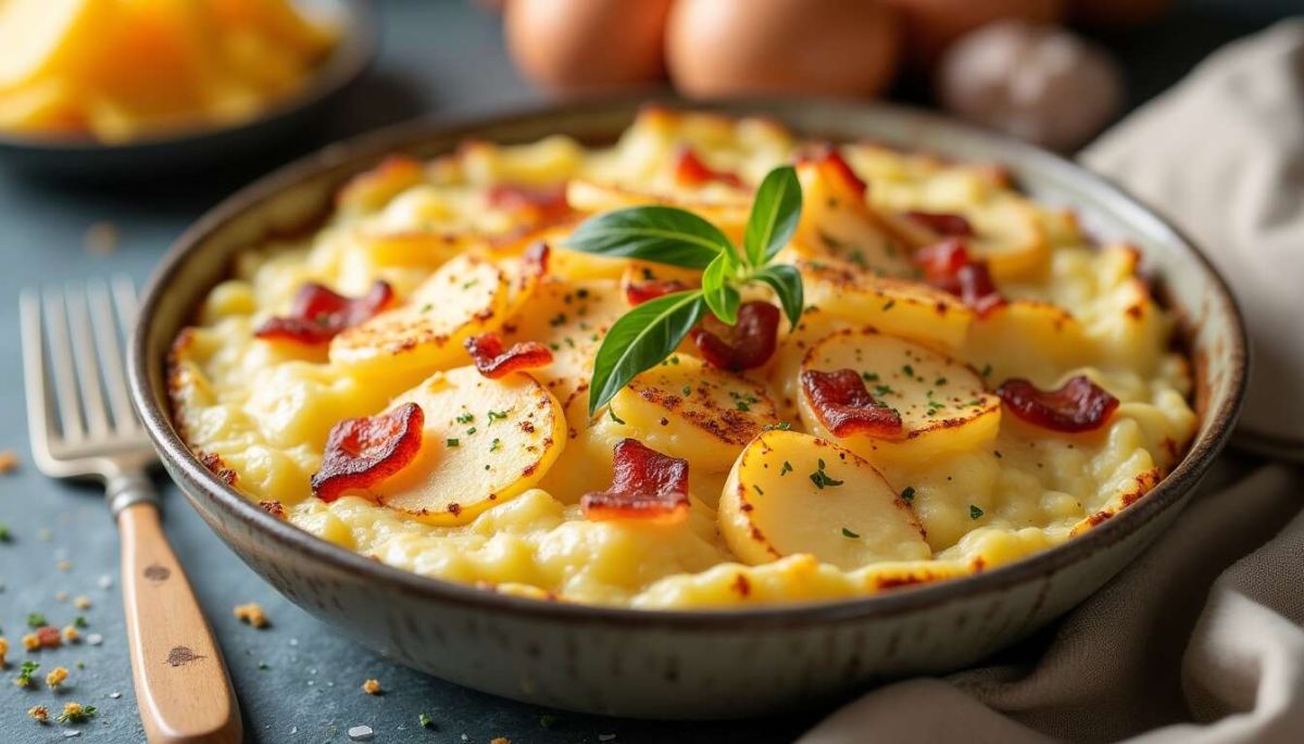 Découvrez le gratin dauphinois revisité avec lardons : un délice réconfortant