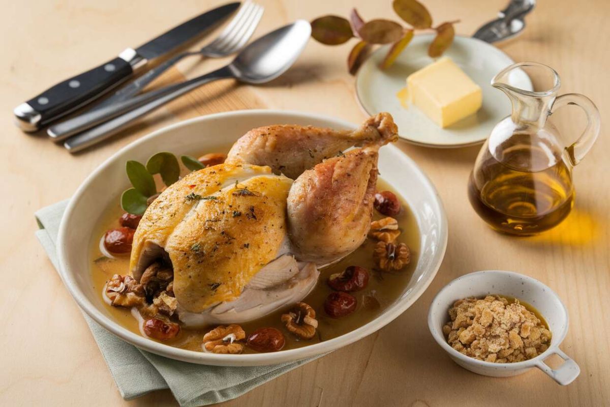 Savourez une poularde farcie aux noix et marrons pour les fêtes