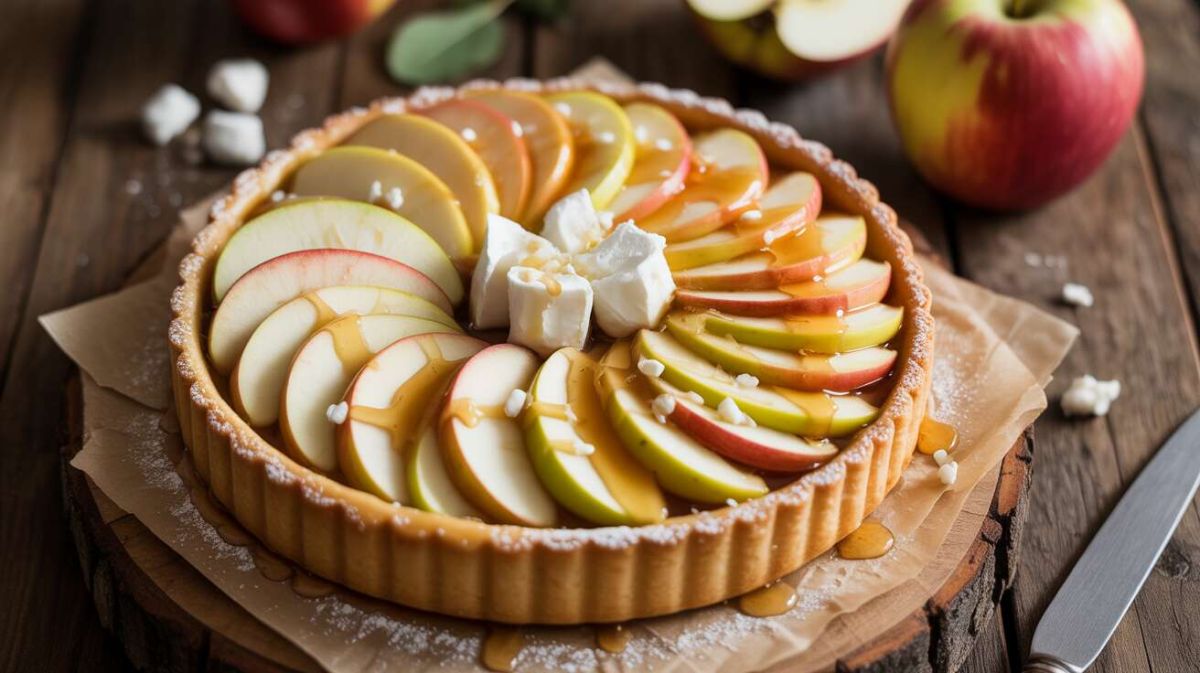 Une tarte fine aux pommes et miel qui réveille les saveurs
