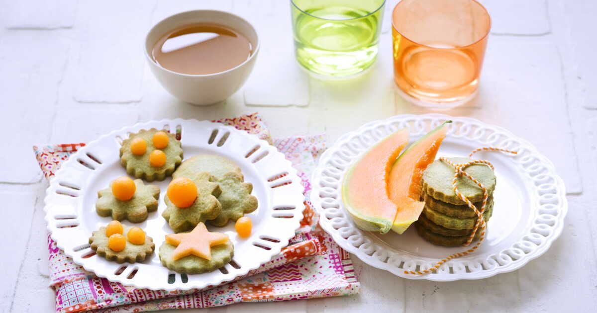 Petits sablés au thé vert et au melon