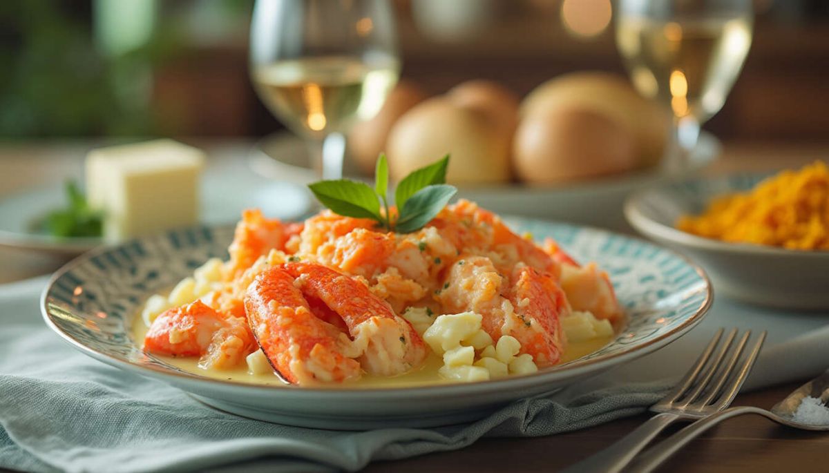Une cassolette de homard surgelé à la sauce au safran, tout en simplicité