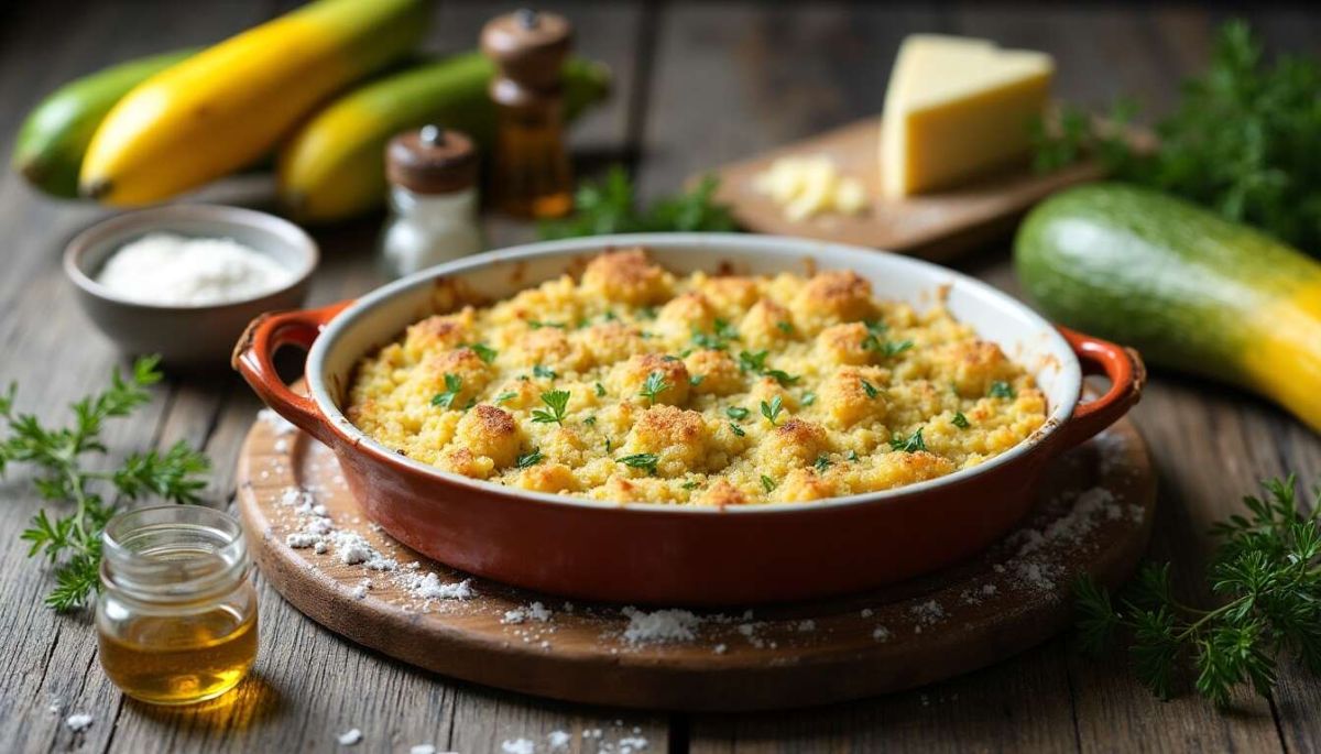 Un crumble de courgettes au fromage de chèvre à la portée de tous