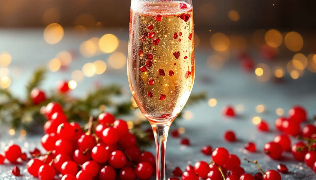 Un cocktail festif pour célébrer Noël : champagne aux fruits rouges